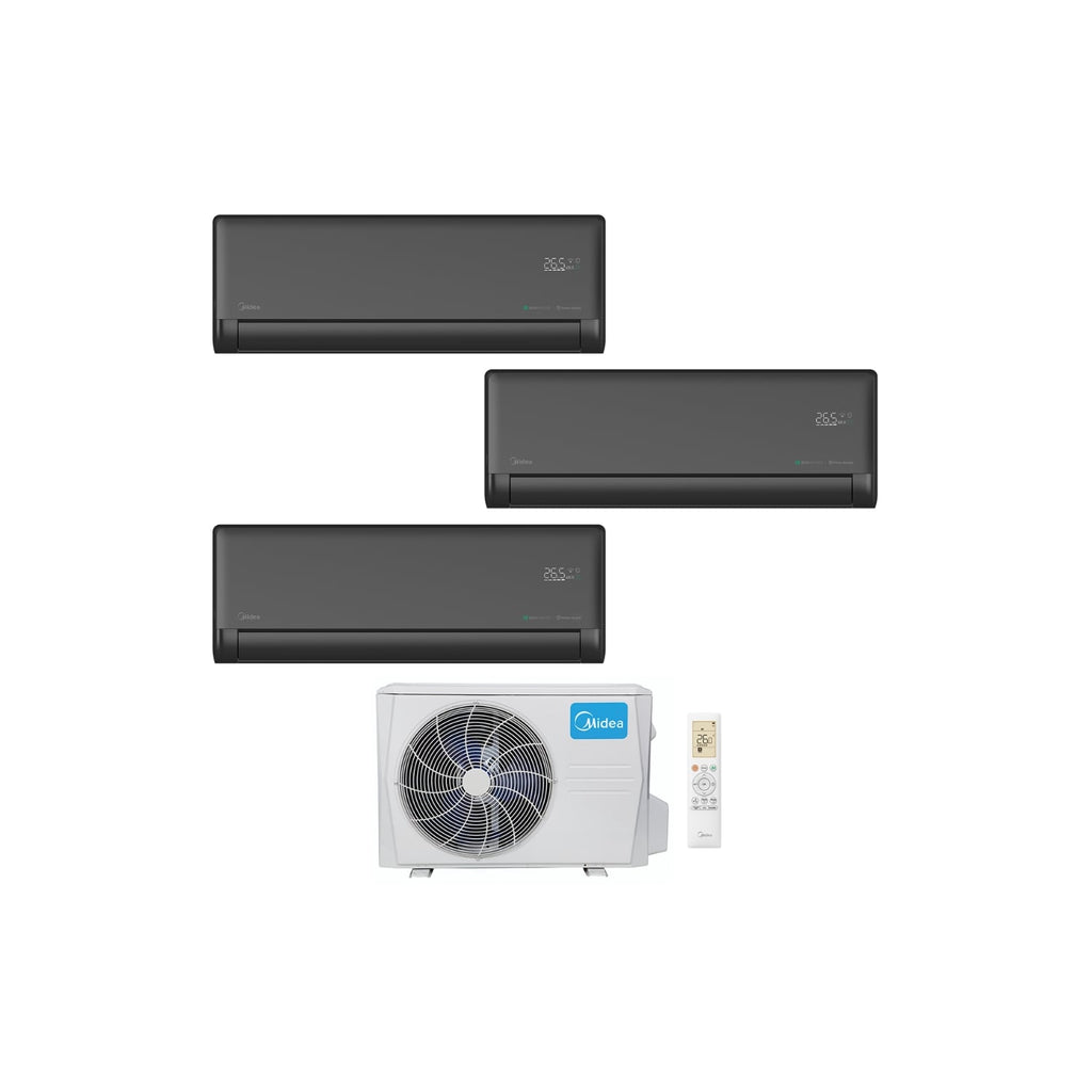  Ensemble Climatiseur Reversible Tri-split 5,2kw + 3,5kw + 3,5kw Mural Connecté Solstice Noir - Midea