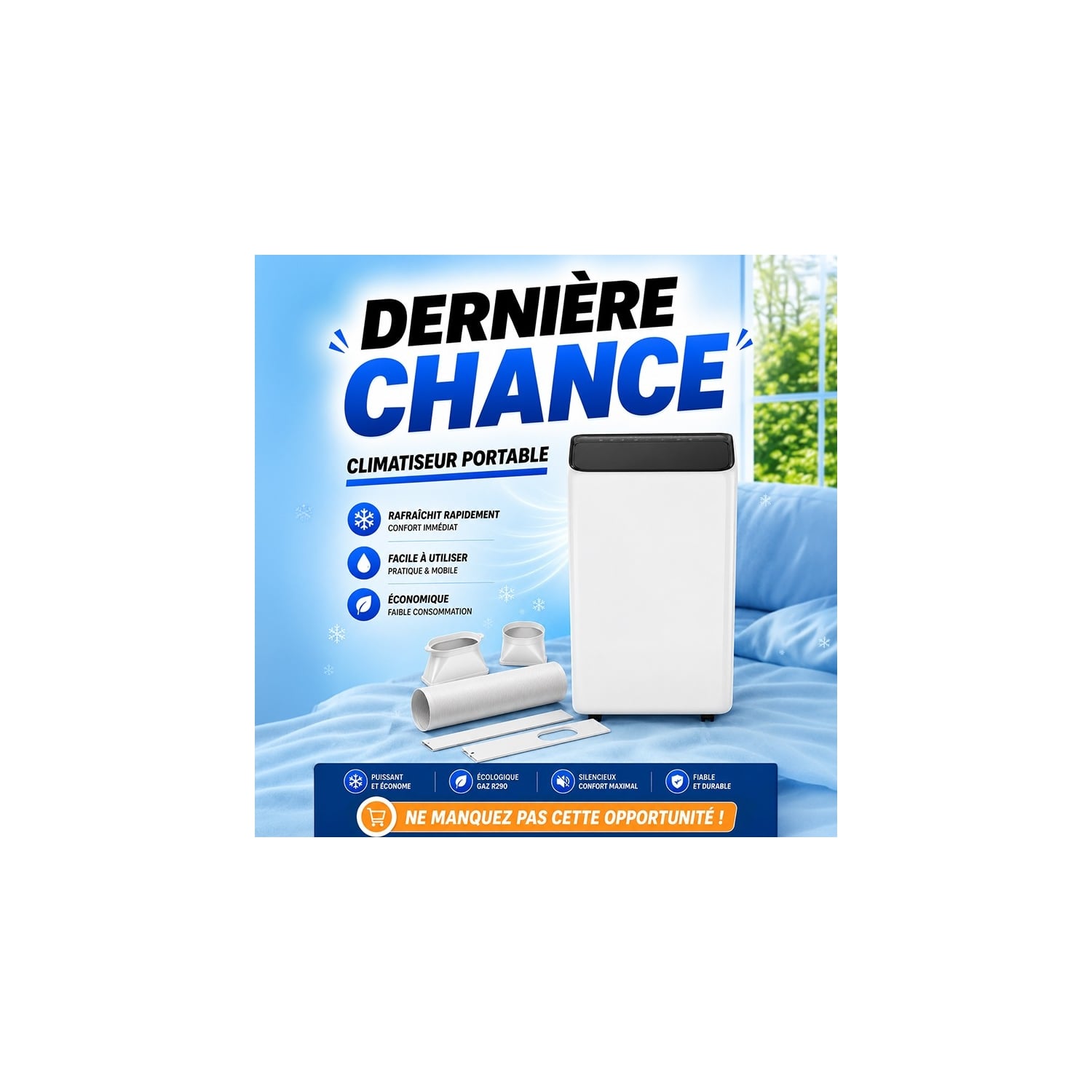  Climatiseur Portable Réversible 12000 Btu - Refroidissement & Chauffage