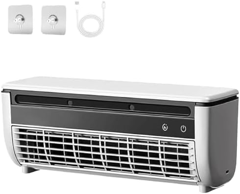  Charge Sans Fil AC, Support Mural Sans Perçage, 10s Refroidissement Instantané, Mini Ventilateur Portable Pour Le Bureau De Chambre à Coucher De Cuisine, Fonctionnement Silencieux à 3 Vitesses, Noir