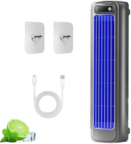  Climatiseur Portable Mural Brizac, Ventilateur De Refroidissement Silencieux Rechargeable Avec 3 Vitesses, Conception Sans Lame énergétique Pour Le Bureau à Chambre à Coucher Voyage à Domicile, Noir