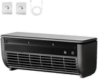  Charge Sans Fil AC, Support Mural Sans Perçage, 10s Refroidissement Instantané, Mini Ventilateur Portable Pour Le Bureau De Chambre à Coucher De Cuisine, Fonctionnement Silencieux à 3 Vitesses, Noir