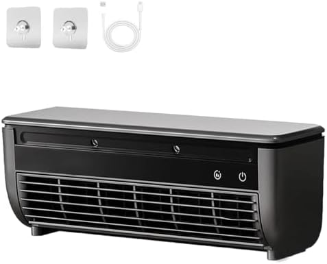  Charge Sans Fil AC, Support Mural Sans Perçage, 10s Refroidissement Instantané, Mini Ventilateur Portable Pour Le Bureau De Chambre à Coucher De Cuisine, Fonctionnement Silencieux à 3 Vitesses, Noir