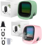 GENERIC Airabreeze Ventilateur De Refroidisseur D'air Portable Avec Réservoir De 300ml, Lumière De Nuit LED Et Aromathérapie, Humidificateur De Brume Silencieux Murmuré Pour Le Bureau à Domicile, Soulagement