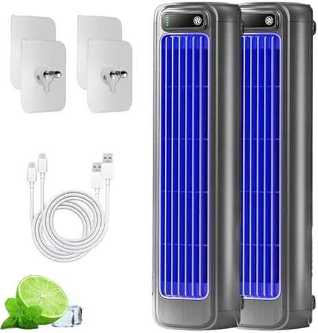  Climatiseur Portable Mural Brizac, Ventilateur De Refroidissement Silencieux Rechargeable Avec 3 Vitesses, Conception Sans Lame énergétique Pour Le Bureau à Chambre à Coucher Voyage à Domicile, Noir
