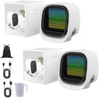GENERIC Ventilateur De Refroidisseur D'air Portable Avec Réservoir De 300ml, AC évaporatif Pour La Pièce, Mini Humidificateur Alimenté Par USB Avec Lumière LED Et Aromathérapie, Murmure Silencieux Pour Les Vo