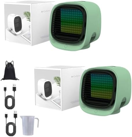GENERIC Ventilateur De Refroidisseur D'air Portable Avec Réservoir De 300ml, AC évaporatif Pour La Pièce, Mini Humidificateur Alimenté Par USB Avec Lumière LED Et Aromathérapie, Murmure Silencieux Pour Les Vo