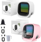 GENERIC Ventilateur De Refroidisseur D'air Portable Avec Réservoir De 300ml, AC évaporatif Pour La Pièce, Mini Humidificateur Alimenté Par USB Avec Lumière LED Et Aromathérapie, Murmure Silencieux Pour Les Vo