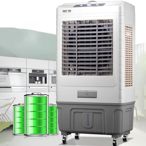GENERIC Ventilateur De Refroidissement à Glace Portable Avec Roues, Refroidisseur D'air évaporatif 50L Pour La Maison Et Le Bureau.Réglable À 3 Vites, 120° Oscillant.Humidificateur à L'économie D'énergie Pour