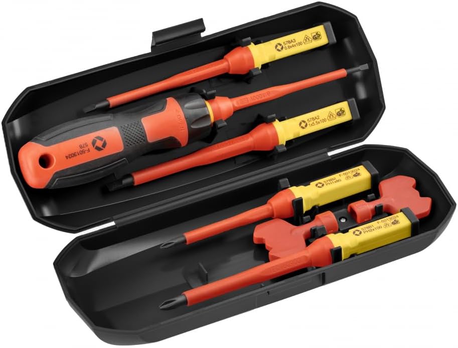  HÖGERT TECHNIK Lot De 12 Outils électriciens Isolés 1000 V Tournevis Manuel, Tournevis Plat Et Cruciforme, Pinces, Test De Tension, Coffret En Plastique