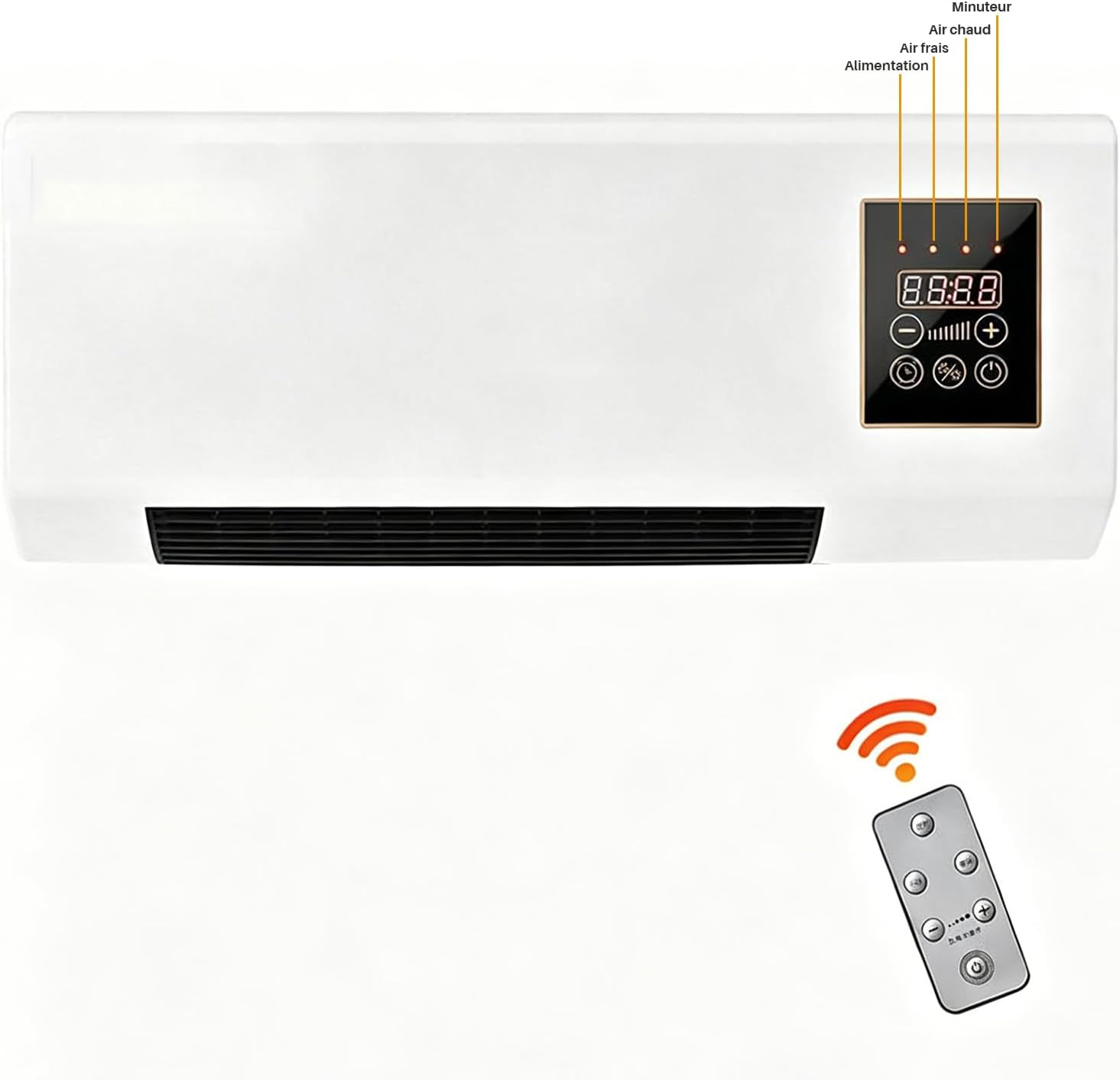  Climatiseur Mural Sans Conduit Avec Télécommande, 2000 W De Puissance De Refroidissement Et De Chauffage Pour Chambre Et Salon, Système Mini-split Silencieux Pour Bureau à Domicile