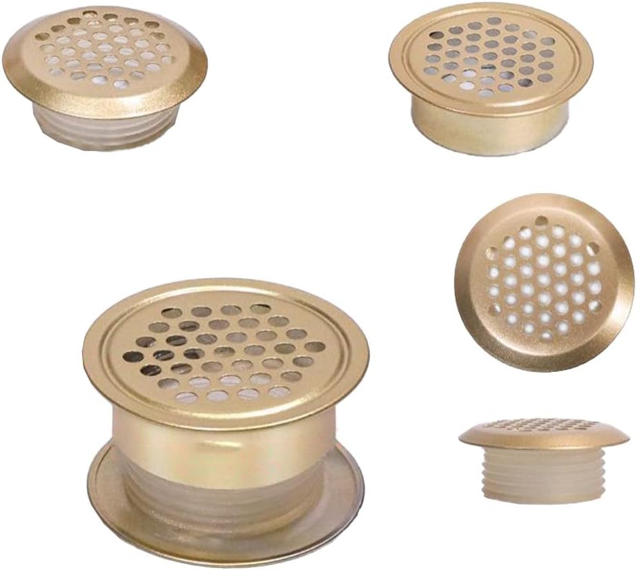  Lot De 2 Cache-grilles D'aération Pour Meubles, Grille D'aération En Acier Inoxydable, Design Double Face, Prévention De L'humidité, Maille Persienne De 35 Mm, Doré, Pour Armoire à