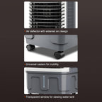  Refroidisseur D'air évaporatif Commercial 3 En 1 Avec Oscillation à 120°, 3 Vitesses De Ventilation, Réservoir D'eau Grande Capacité, Roues Pivotantes, Pour Grandes Pièces, Usine, Extérieur (80 X 43