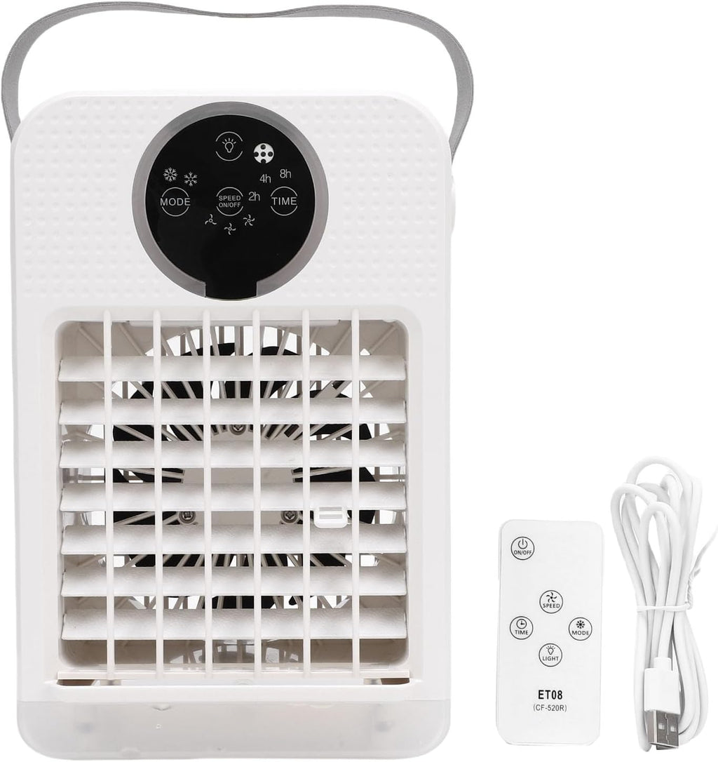  Climatiseur Portable 4 En 1, 700 Ml, Refroidisseur D'air Par évaporation, Humidificateur, Mini Ventilateur De Refroidissement Personnel De Bureau Avec 3 Vitesses, 7 Couleurs De Lumière Et