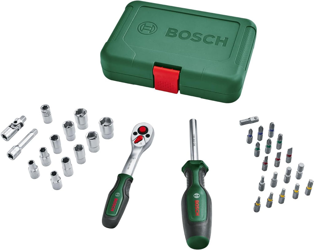  Set D’outils à Main « Mobility » 26 Pièces Bosch (compact Et Facile à Transporter Pour Travaux DIY ; Choix Idéal Pour La Route ; Cliquet 1/4" ; Pince Universelle ; Tournevis Universel ; Sac En Tissu)