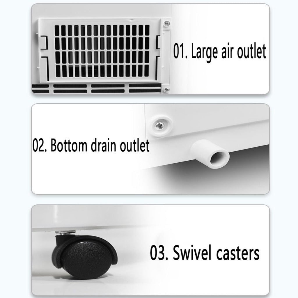  Climatiseur Portable, Unité Intelligente AC Silencieuse Avec Le Mode De Sommeil Cool Dehumidify, Télécommande, Minuterie 24H, Oscillant 120 °, Ventilateur De Refroidissement Pour Chambre à Coucher