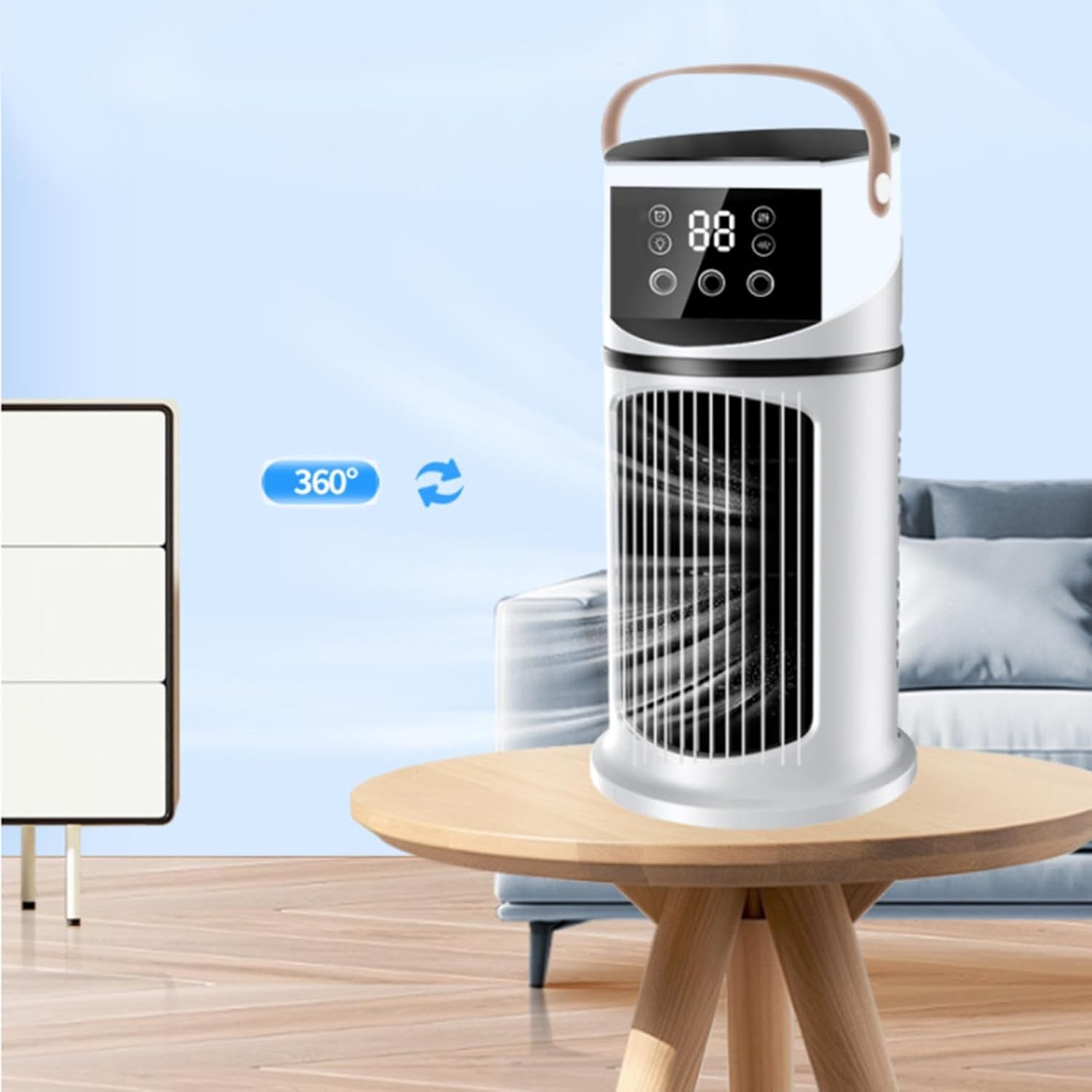  Climatiseur De Bureau Petit, Mini Refroidisseurs D'air Par Évaporation, Ventilateurs Tour Refroidissant Une Chambre Silencieuse, 9 Vitesses, Avec Lumière Et Minuterie, Pour Dortoir, Chambre À Coucher