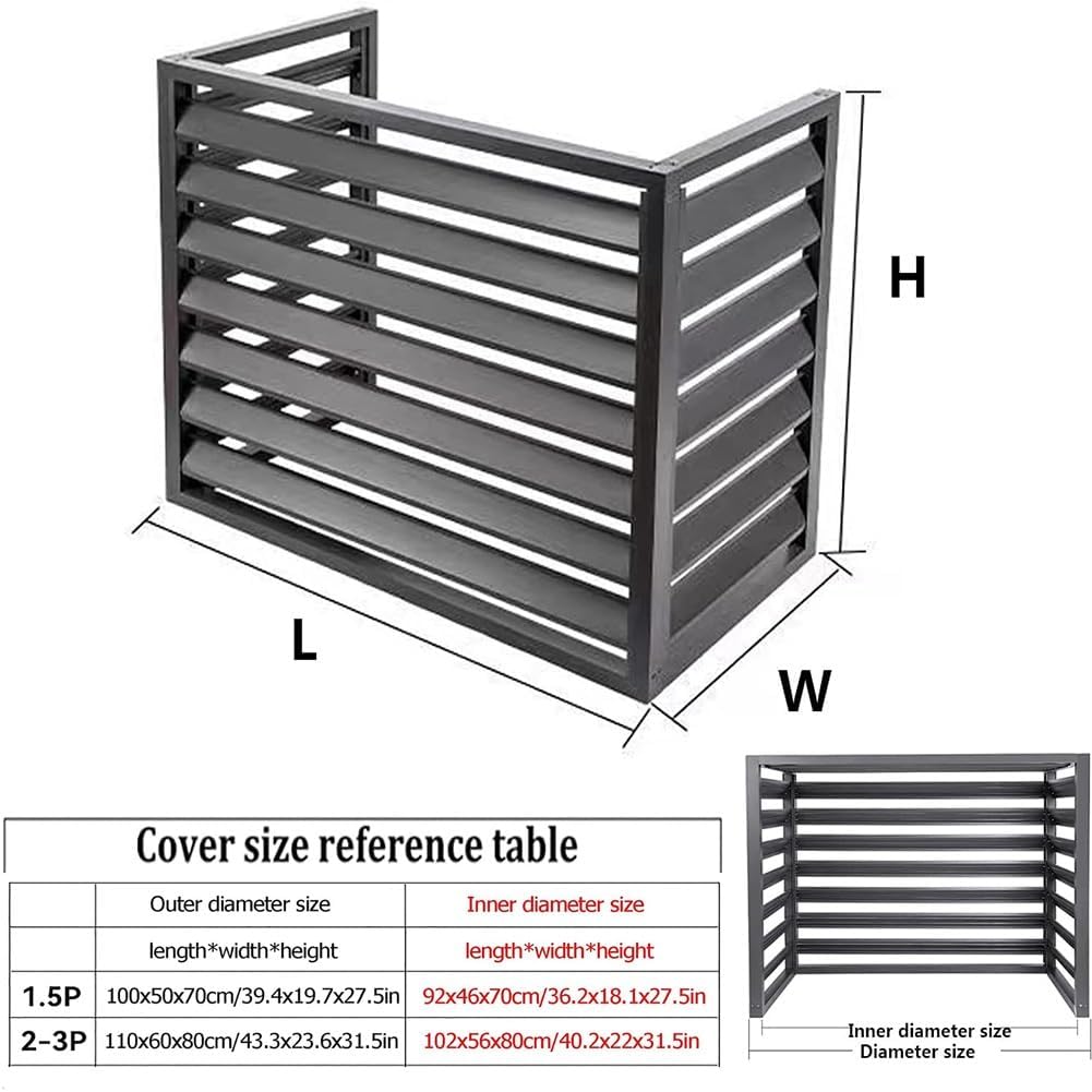  Housse De Protection En Aluminium Pour Climatiseur Extérieur - Écran Décoratif Et Boîtier Pour Climatisation - Étanche - Blanc - 110 X 60 X 80 Cm/43 X