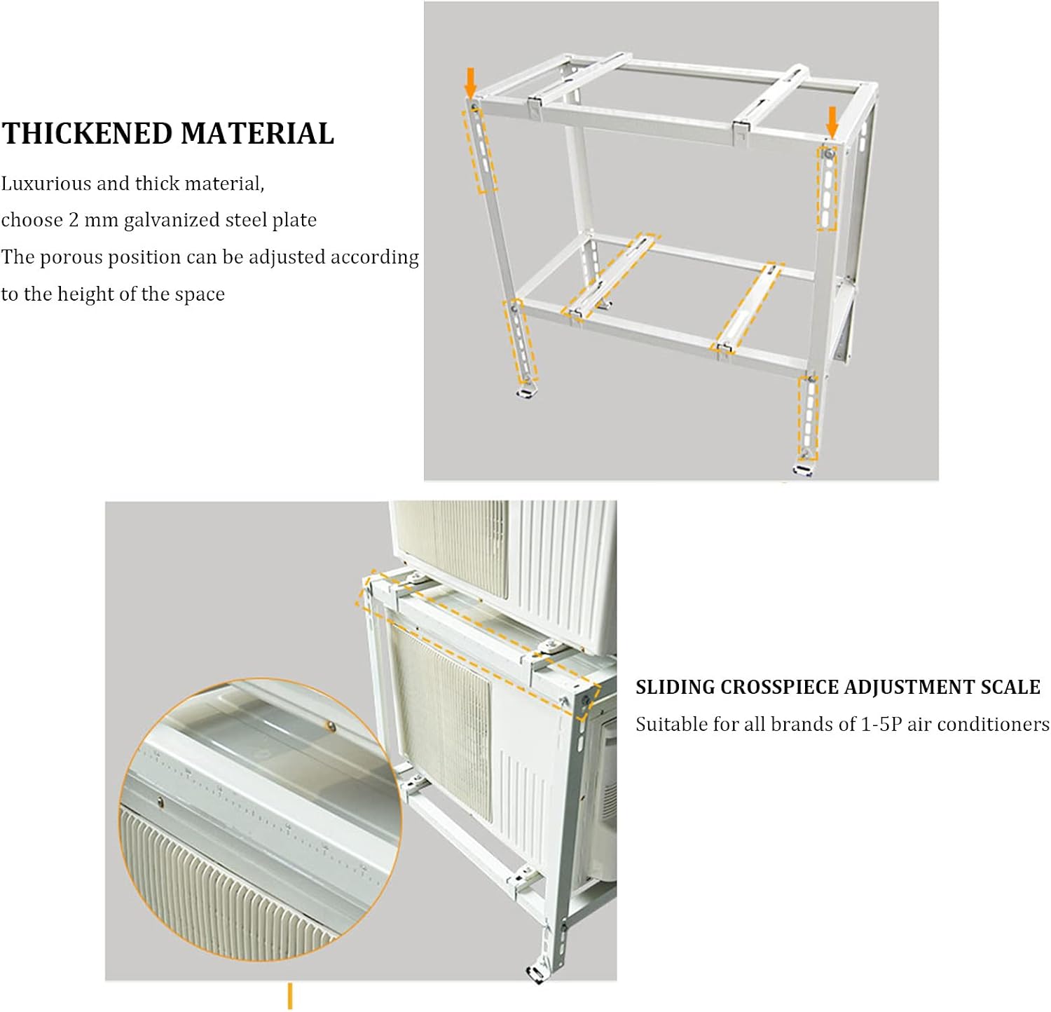  Support Double Niveau AC Pour Climatiseurs Mini Split Support De Sol Robuste Pour Unités Extérieures Base Absorbant Les Chocs Pour Pompes à Chaleur Et Systèmes De Climatisation