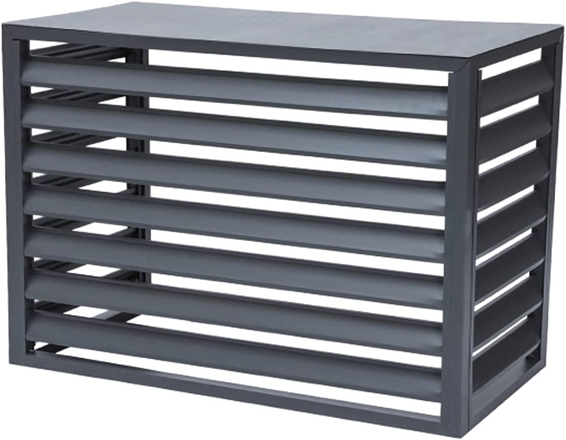 GENERIC Climatiseur Extérieur – Boîtier En Aluminium Avec Porte-fleurs Et Volets à Persiennes – Séparateur Extérieur Autonome Pour Unités De Climatisation Et Cachette à Ordures (noir)