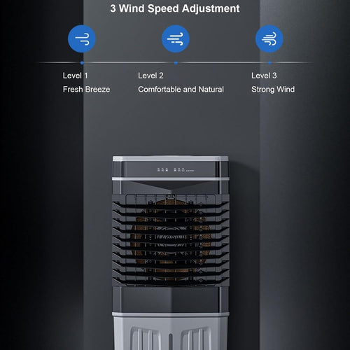  Climatiseur Mobile Sans Évacuation, Rafraichisseur D'air, Réservoir De 40 L, Oscillation à 120°, 4 Packs De Glace, Minuterie De 12 H, Télécommande, 3 Modes Et 3 Vitesses(90cm/35in)