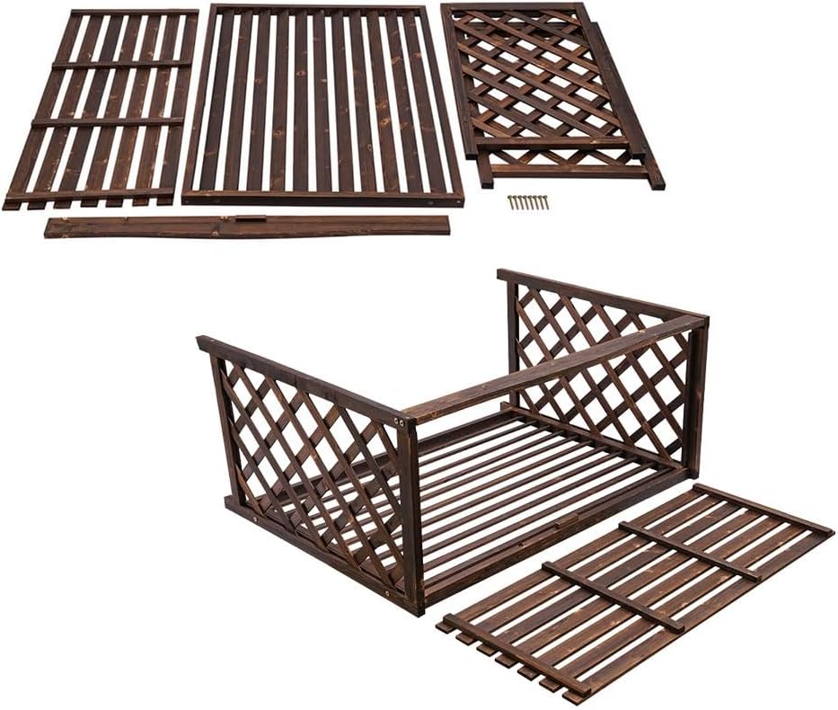 GENERIC Housse De Protection Décorative Imperméable En Bois Pour Climatiseurs Et Pompes à Chaleur (115 X 54 X 95 Cm, Marron, Antirouille Et Résistant à La Corrosion)