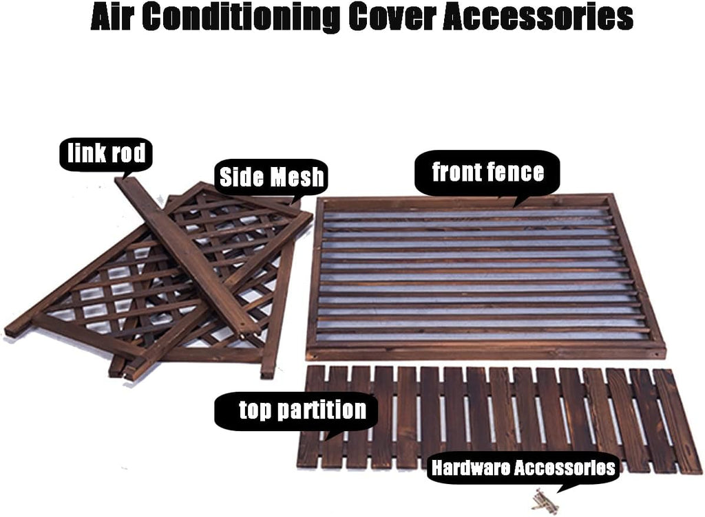  Housse De Climatiseur En Bois Pour Extérieur, Volets Décoratifs Et Grilles De Protection, Support De Climatisation Polyvalent Avec Support De Fleurs (taille : 105 X 47 X 140 Cm)