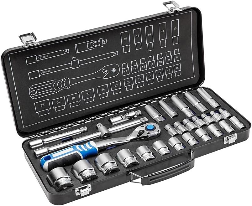  HÖGERT HT1R478 Mallette à Outils Remplie Avec 18 Prises Et Accessoires