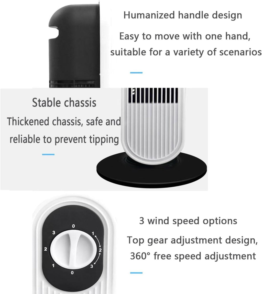  Ventilateur Portable De Tour Sans Lame Pour Chambre à Coucher, 26ft/s Circulateur D'air Silencieux Avec 80 Oscillation Et 3 Vitesses, Refroidisseur Debout Compact Pour Le Camping De Bureau, Conception