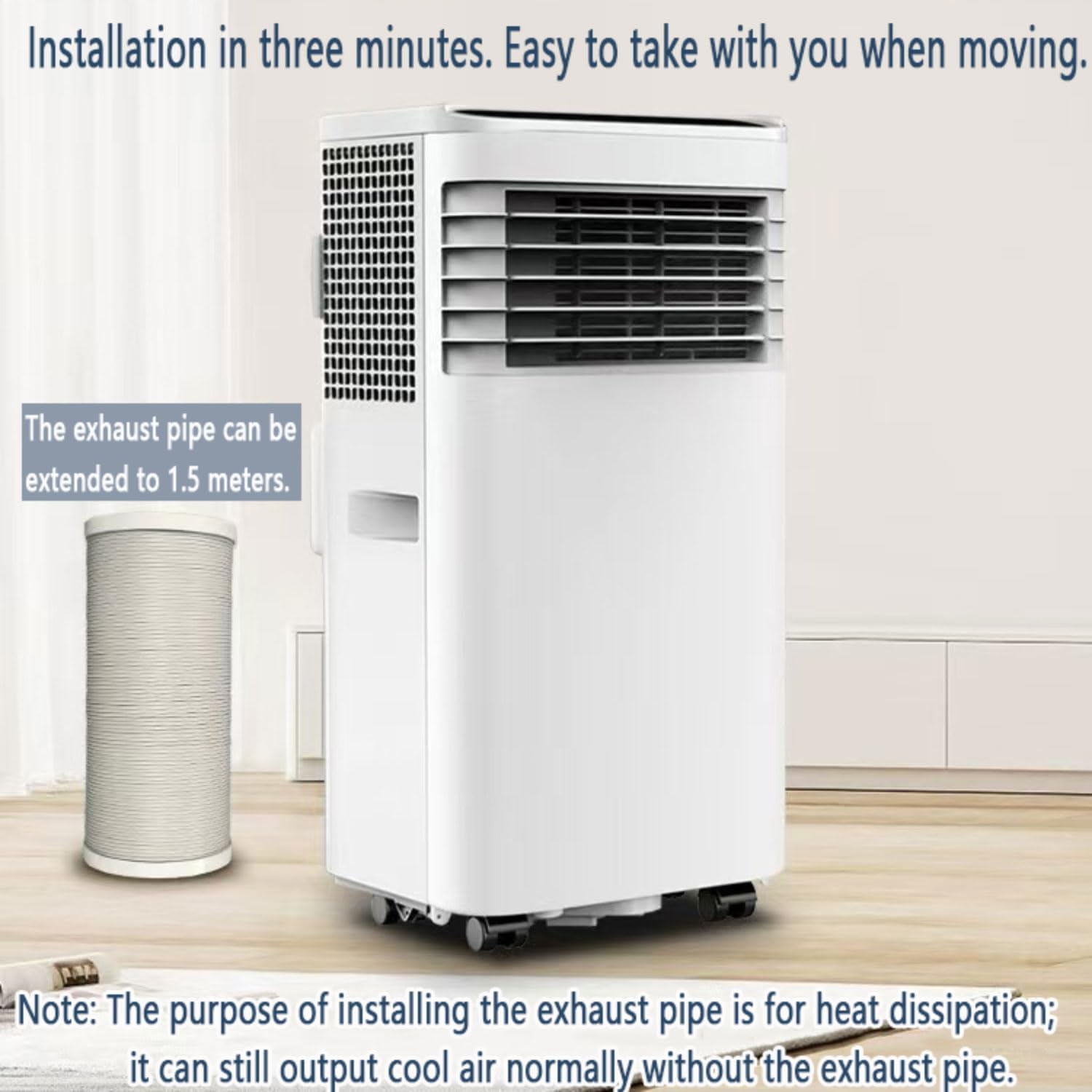 GENERIC Climatiseur Portable Refroidit Jusqu'à 30 M², Unité AC Intelligente Avec Télécommande, Refroidissement Silencieux Avec Modes De Veille Et Ventilateur Frais Et Sec, Kit De Fenêtre Minuterie 24 Heures