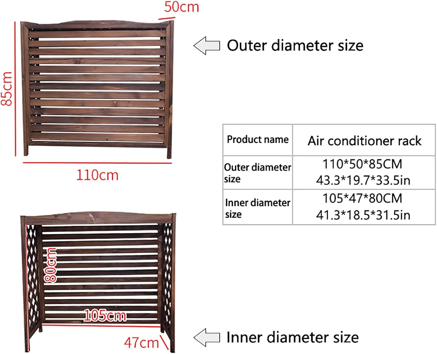 GENERIC Housse De Climatiseur Extérieur - Clôture Décorative Pour Unité De Climatisation - Écran En Bois Massif Pour Fenêtre - Protection élégante De Conception De Grille (taille : 11)