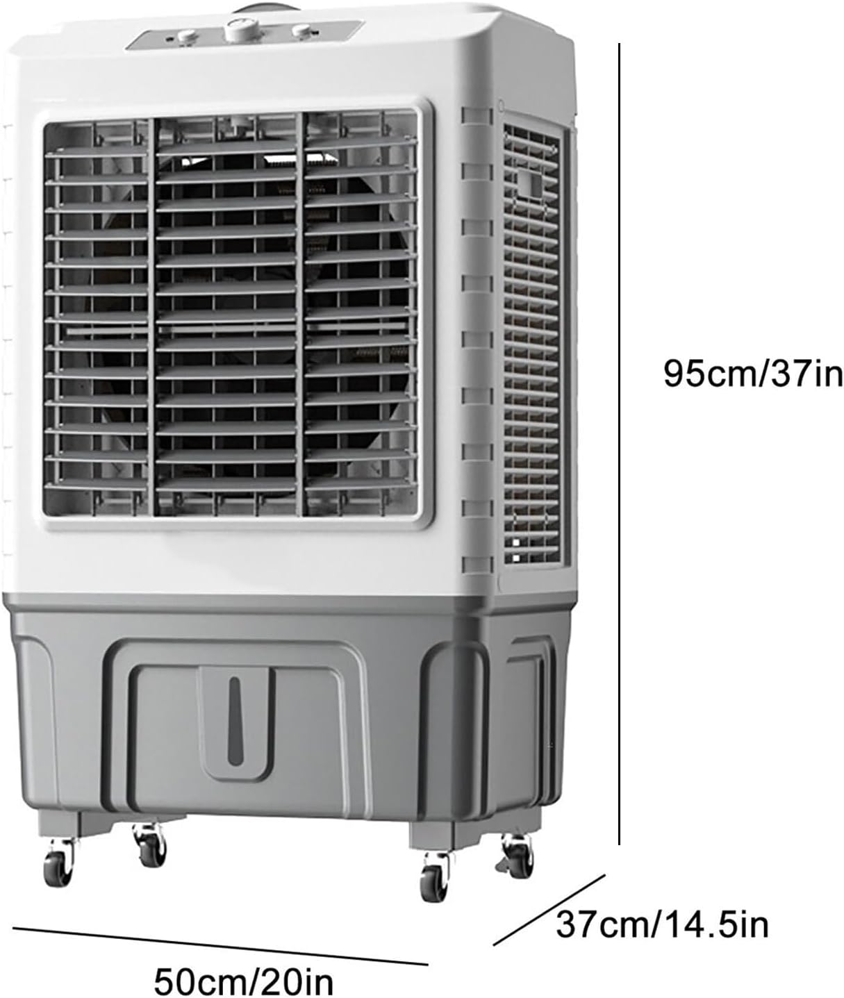 GENERIC Refroidisseur D'air évaporatif Robuste 30000CFM Avec 4 Packs De Glace, AC Extérieur Portable Pour La Cour De Garage, Humidificateur De Ventilateur Oscillant, Réservoir Et Roues 55L, Système De Refroid