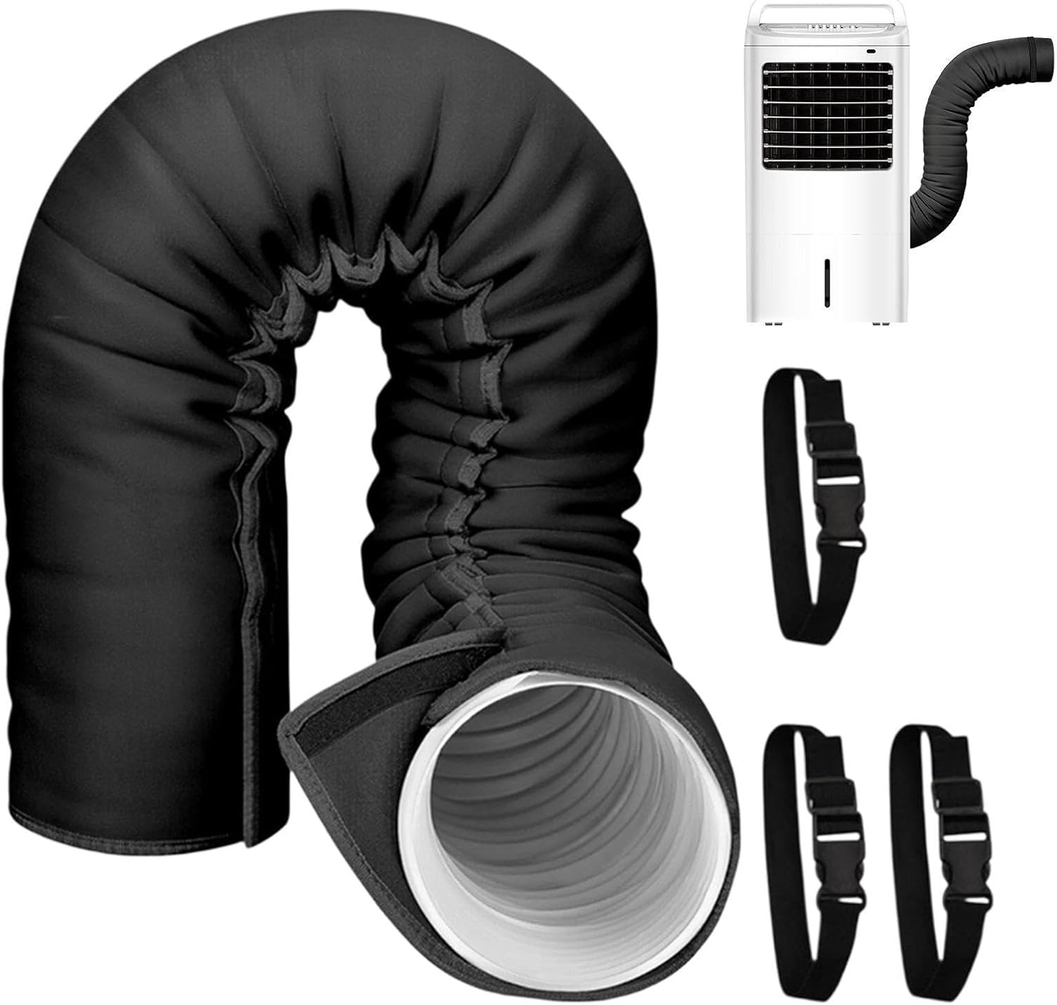 Housse Isolante Pour Tuyau Climatiseur Portable 150cm | Isolation Tuyau Échappement AC Avec 3 Sangles Réglables, Convient Pour Tuyaus D'échappement5 À 5,9 Pouces De Diamètre