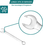  Total Tools - Sac Avec 12 Clés Mixtes | Mesures De 6 à 24 Mm | Clé Fixe Et Clé Coudée | Pour Serrer Ou Desserrer Les écrous Et Les Vis à Tête Hexagonale | Fabriqué En Chrome Vanadium