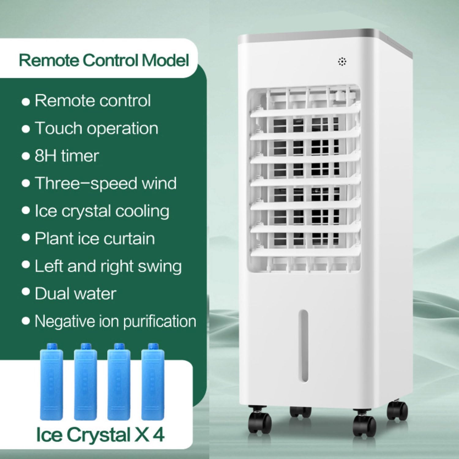 GENERIC Refroidisseur D'air évaporatif Portable 9L Avec Paquets De Glace, Ventilateur D'humidificateur Silencieux à 3 Vitesses, Unité De Climatisation Oscillante à 90 ° Pour La Chambre De Bureau à Domicile, T