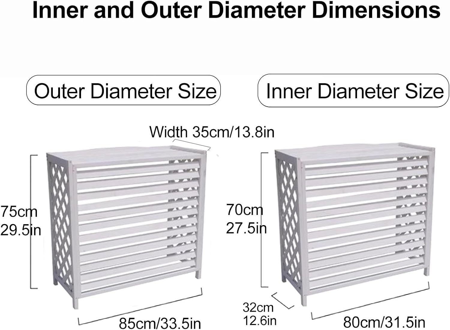 GENERIC Housses De Climatiseur Décoratives En Bois Avec Couvercle Supérieur, Support De Plantes Blanches Pour Une Décoration Extérieure Améliorée