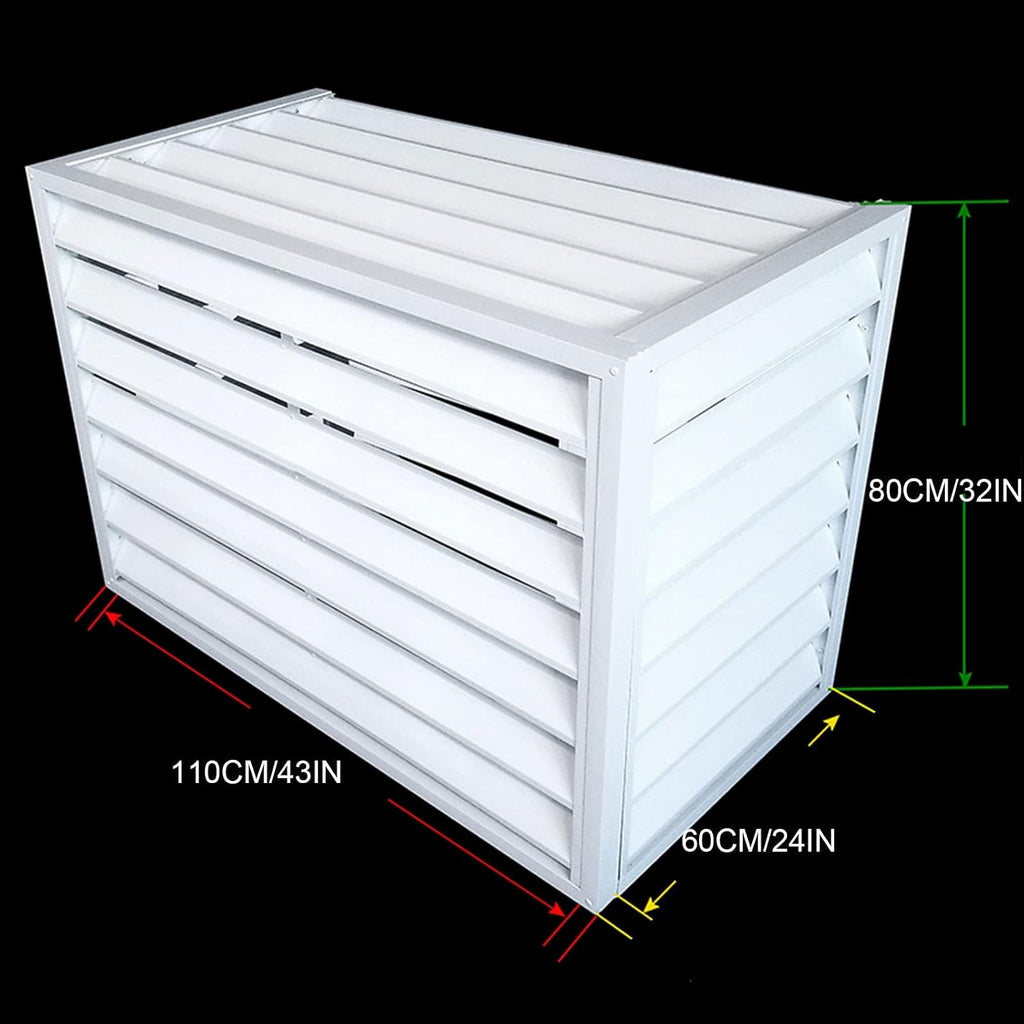 GENERIC Clôture Cachette En Alliage D'aluminium Pour Climatiseur Avec Housse De Pluie – Unité De Climatisation Intérieur/extérieur R, Blanche, Parfaite Pour Dissimuler Et Décorer Vos Unités De Climatisation