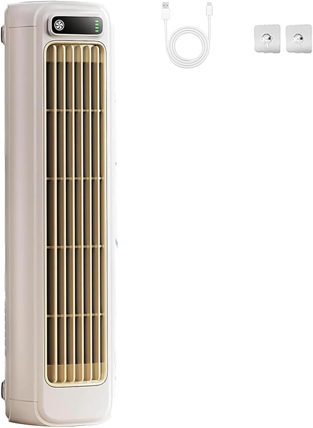  Ventilateur De Climatisation Portable, USB Rechargeable, 3 Vitesses, Mural, Refroidissement Silencieux Pour La Maison De Bureau De Chambre, Blanc D'abricot