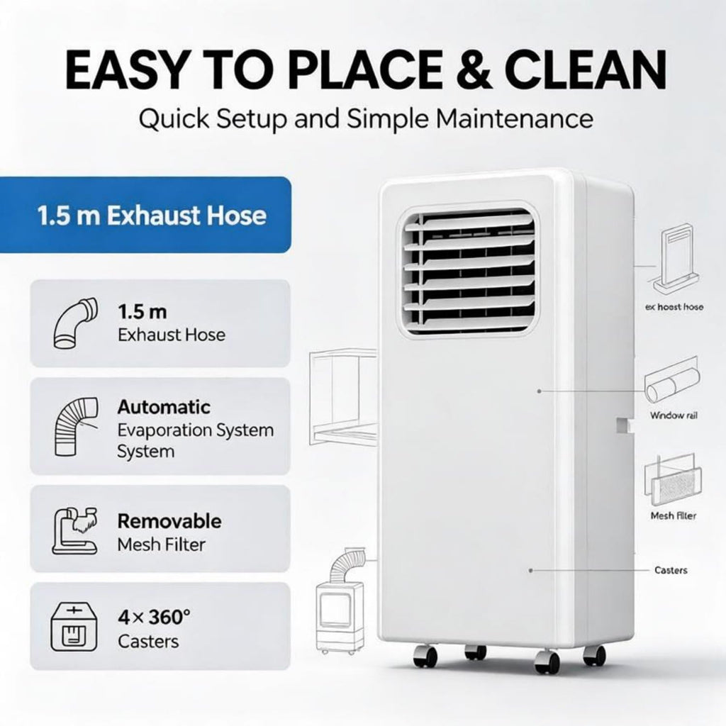  Climatiseur Portable, Réfrigération 550 Pouces Carrés 12000BTU | Climatiseur Sur Pied Ultra Silencieux ; Mode Nuit ; Climatiseur Portable Pour Chambre D'enfant Et Utilisation Nocturne