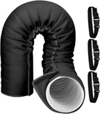  150cm Housse Portable Pour Tuyau De Climatisation Avec 3Sangles,Pour5/5.9in | Fibre De Polyester, Gris, Noir, Avec 3 Sangles à Boucle élastique, Lavable,protège Contre Les Dommages Extérieurs Para Maison