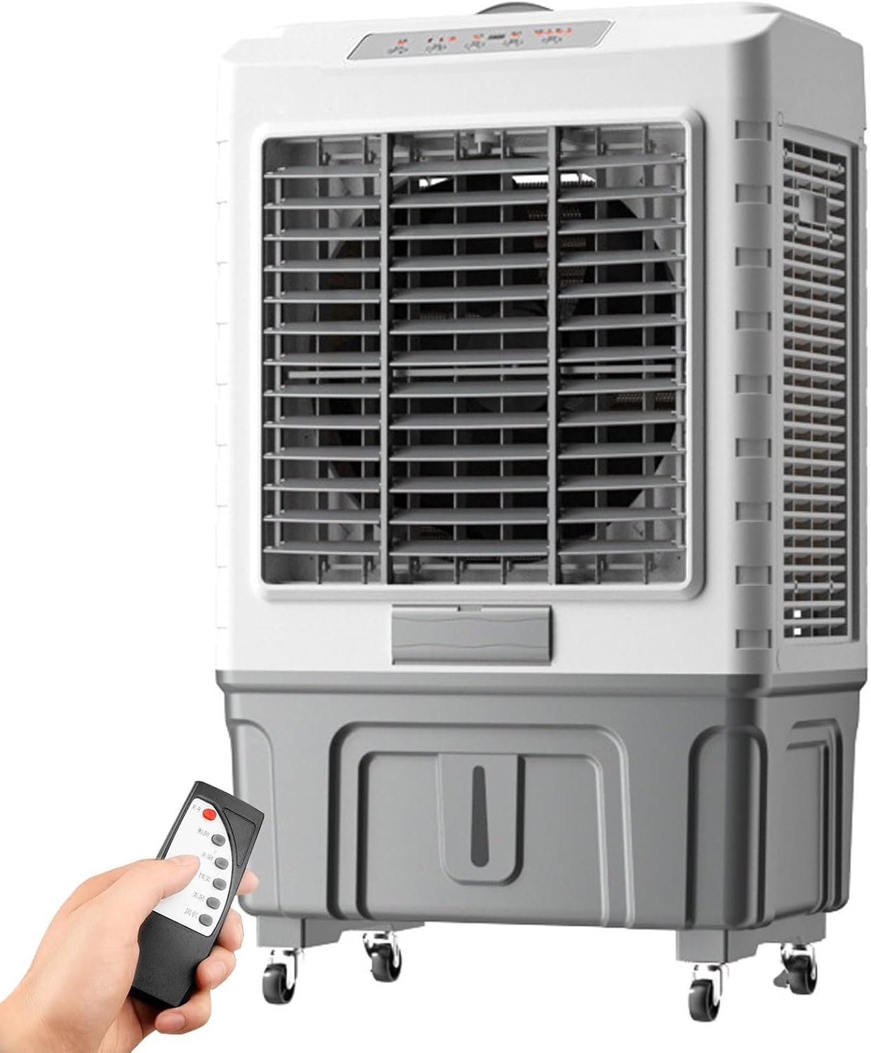  Générique Climatiseur Portable, Refroidisseur évaporatif 3 En 1 Avec Réservoir De 50 L, 6 Blocs Réfrigérants, Télécommande, Minuterie 7 H, Pour La Maison, Le Bureau Ou Le Dortoir (55 L)