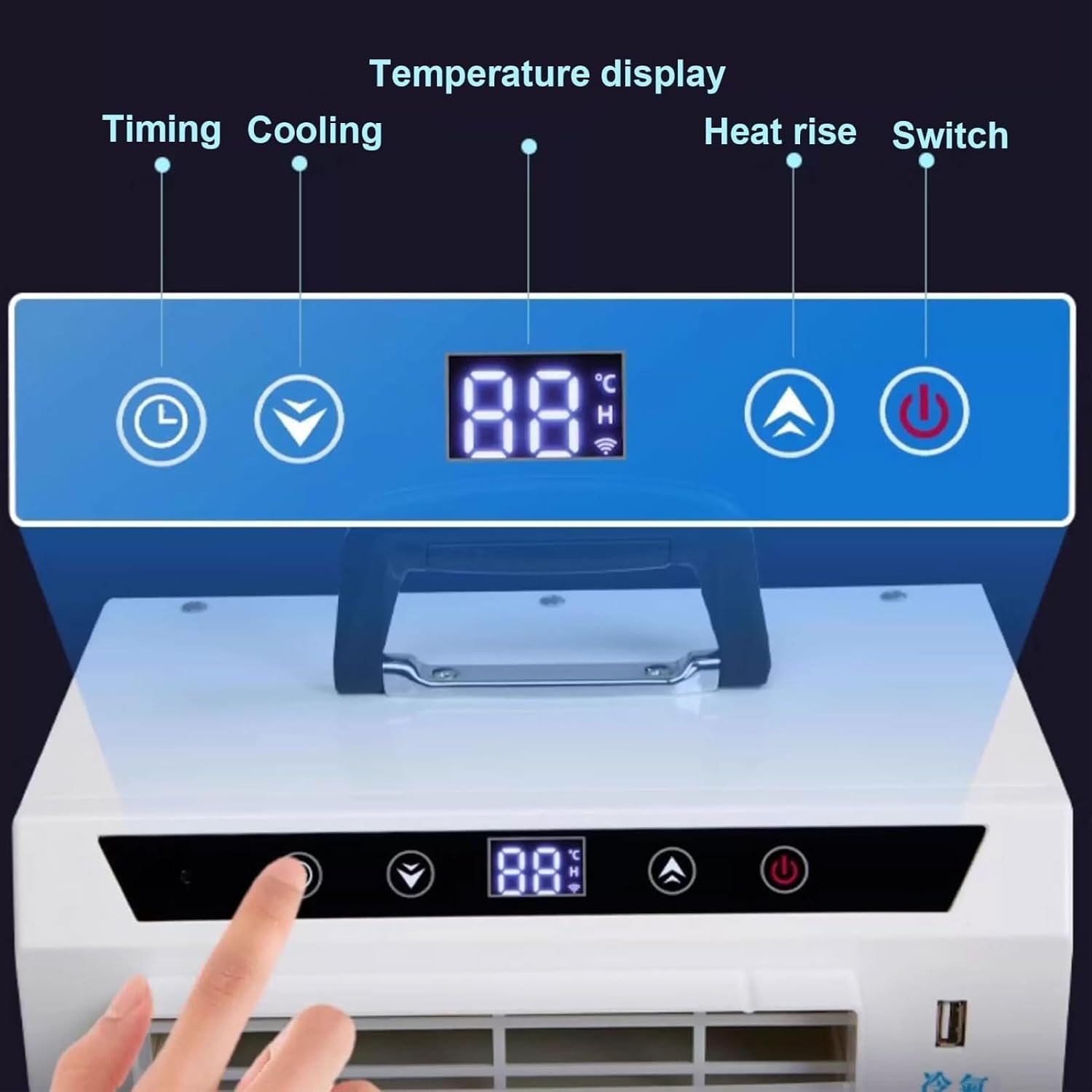 GENERIC Climatiseur Portable Split 3000 Btu, Unité AC Portable 4-en-1 Avec Télécommande, Minuterie 12H, Débit D'air 130M³/h, Sans Installation Requise Pour Tente, Camping-car, Maison Et Bureau 1 Meter Pipe