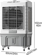 GENERIC Ventilateur De Refroidisseur évaporatif Portable, Refroidisseur De Marais à 3 Vitesses Avec 120 Oscillations, Grand Climatiseur De Réservoir D'eau Pour Garage De Bureau à Domicile, Moteur Puissant, Mo