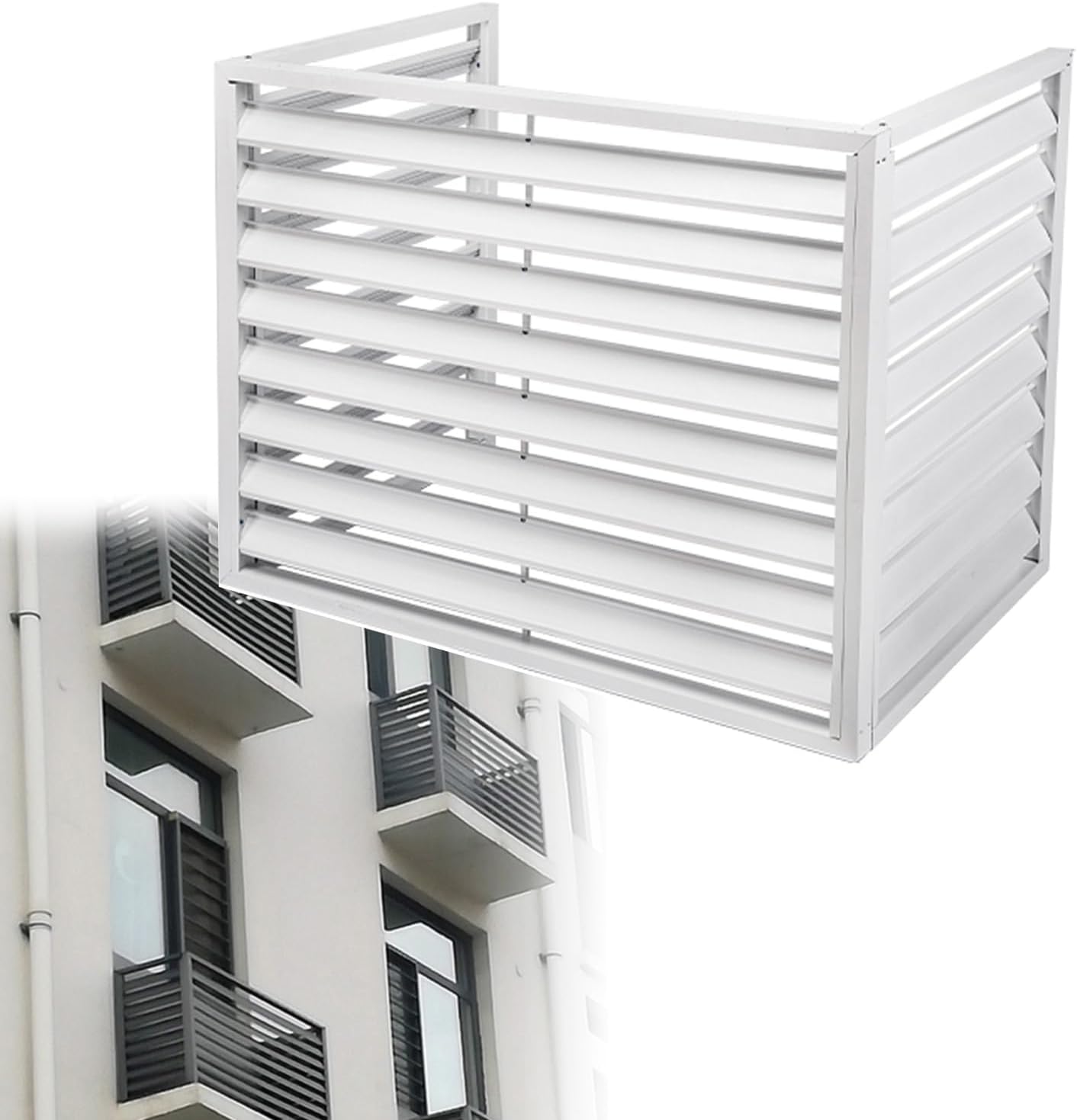 GENERIC Housse De Protection Robuste Pour Climatiseur Mural - Protection Contre Les Intempéries - Serrure Sécurisée - Cage à Condensateur CVC - Blanc - 110 X 60 X 80 Cm