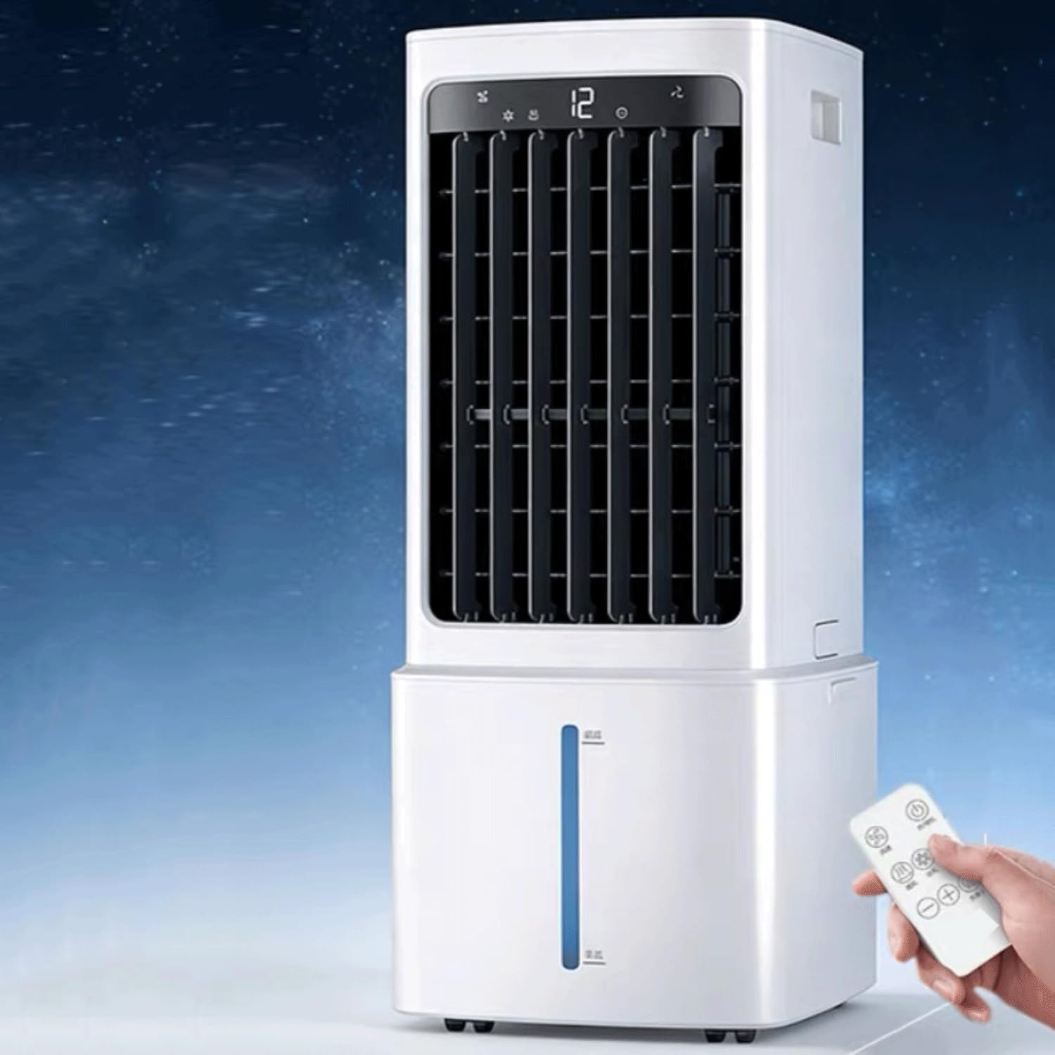 Refroidisseur à Évaporation Climatiseur Mobile Portable Avec Réservoir 12L 3 Vitesses Oscillation120º Roulettes Multidirectionnelles Ventilateur Refroidisseur D'air Pour Appartement & Atelier