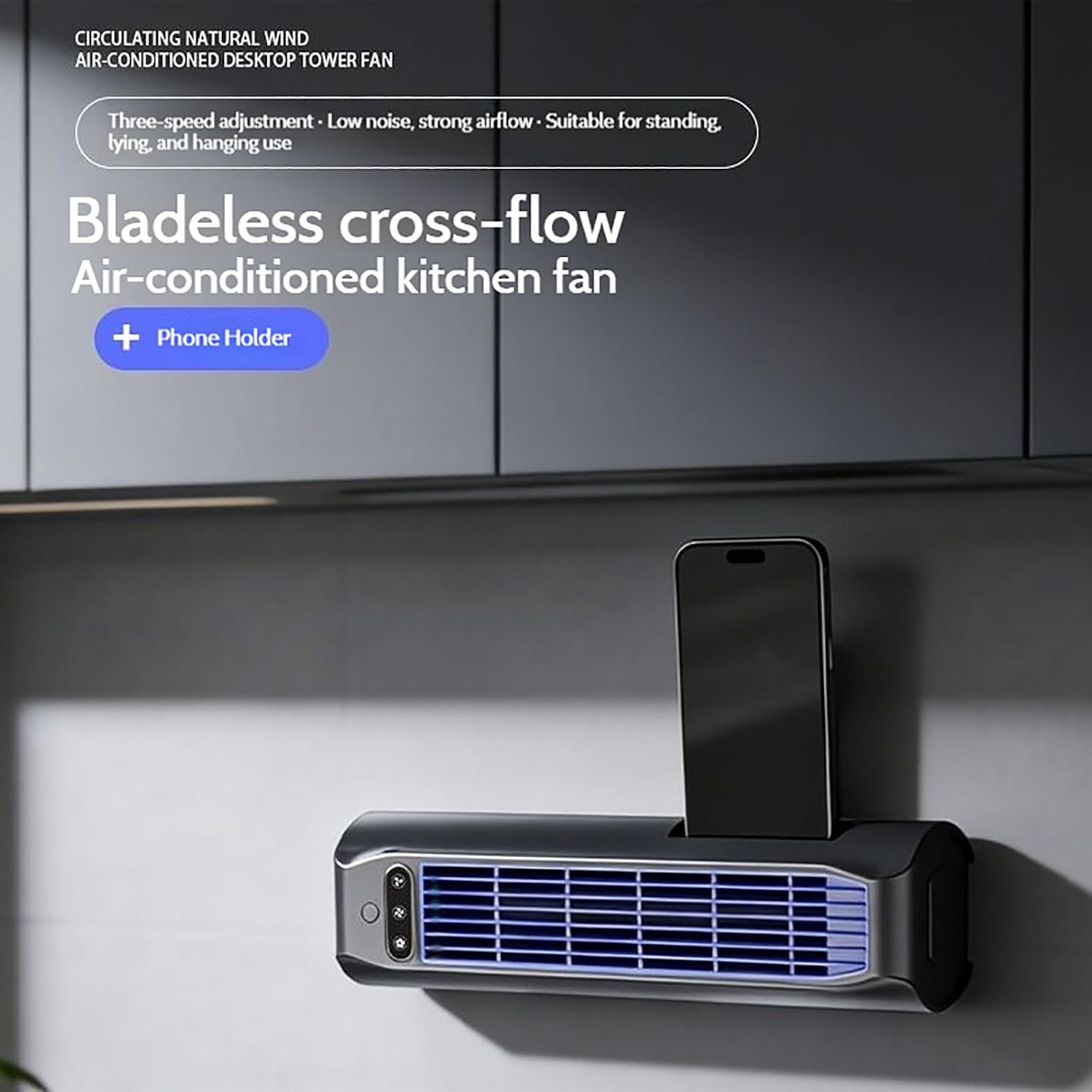 GENERIC Briza AC, Climatiseur QinuxBrizac, Climatiseurs Mobiles Portables De Mise à Niveau 2026 Avec Batterie 3000mah, Ventilateur De Refroidissement Silencieux Sans Lame, 3 Vitesses (blue)