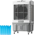 GENERIC Refroidisseur D'air évaporatif Robuste 30000CFM Avec 4 Packs De Glace, AC Extérieur Portable Pour La Cour De Garage, Humidificateur De Ventilateur Oscillant, Réservoir Et Roues 55L, Système De Refroid