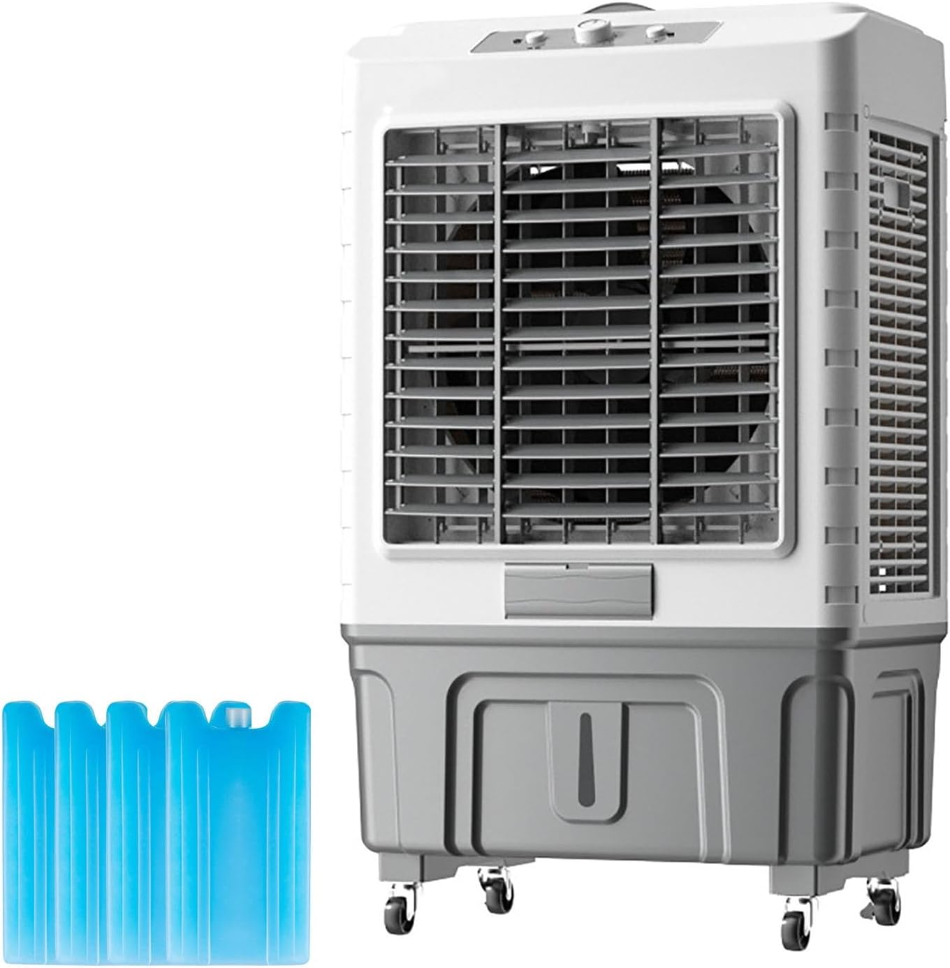 GENERIC Refroidisseur D'air évaporatif Robuste 30000CFM Avec 4 Packs De Glace, AC Extérieur Portable Pour La Cour De Garage, Humidificateur De Ventilateur Oscillant, Réservoir Et Roues 55L, Système De Refroid