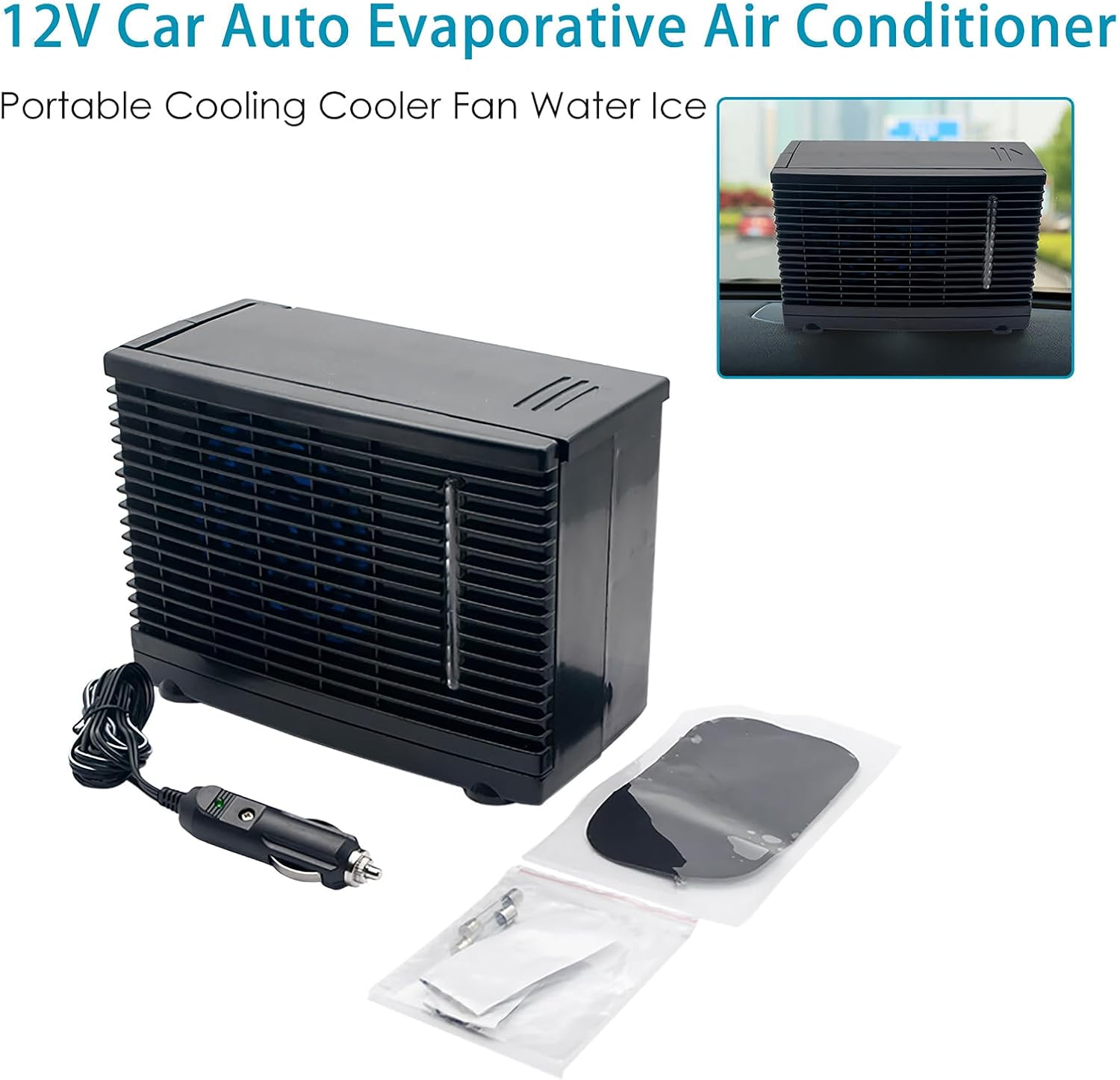  Ventilateurs D'air Portables Pour Voiture – Souffleur D'air Portable Pour Voiture | Appareil De Soufflage D'air Par évaporation D'eau 12 V Pour Camion, Camping-car, Voyage, Sous-sol, Chambre à Coucher