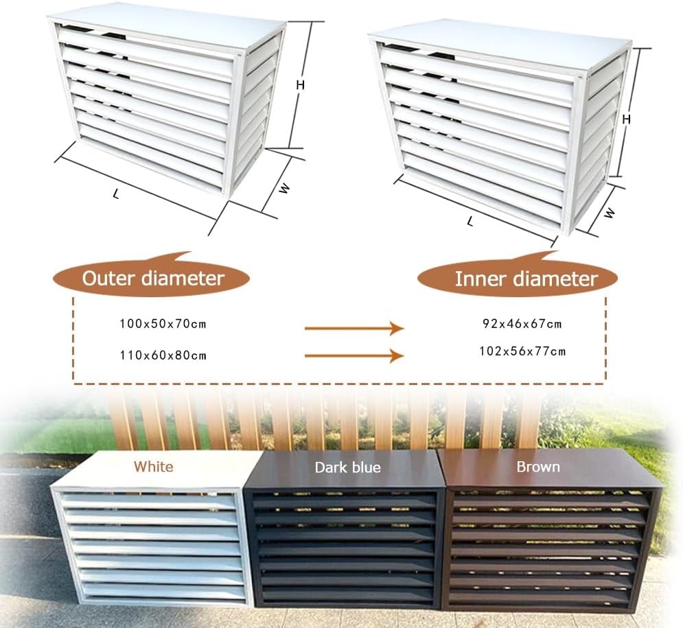GENERIC Housse De Protection Décorative En Aluminium Pour Climatiseur - Résistante Aux Intempéries - Gris - Taille 110 - Idéale Pour La Maison Et La Terrasse