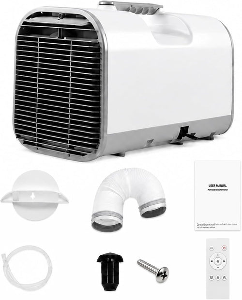  Climatiseur Mobile Camping 4000 BTU, Clim Portable Silencieux Basse Consommation 420W Sans Fenêtre Pour Tente Camping Car Camion Van Garage Intérieur Extérieur